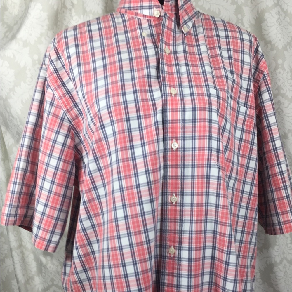 Land’s End Men’s Madras Plaid short sleeve L Tall